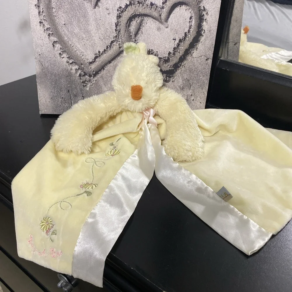 Bunnies by the Bay Bug-a-Boo Duck Chick Lovey plush Satin Baby Security Blanket
